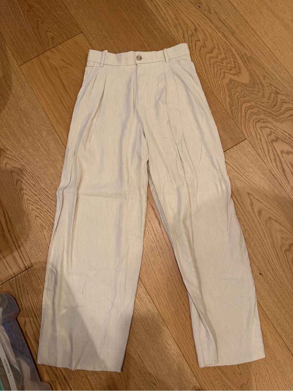 Banana Republic Cream Wide-Leg Pleated Pants